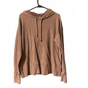 Naturals Brown Waffle Knit Hoodie Sweatshirt Medium